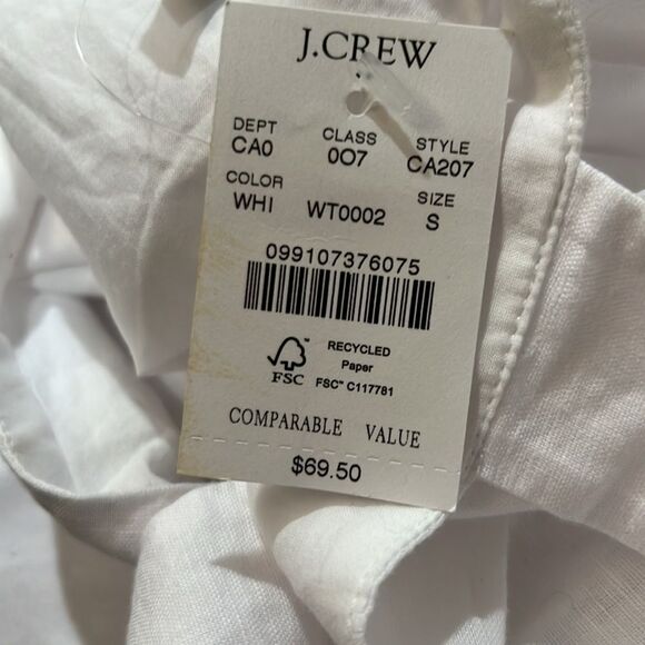 j. crew Factory CA207 white Linen-blend squareneck tank top size Small NWT - Picture 5 of 11